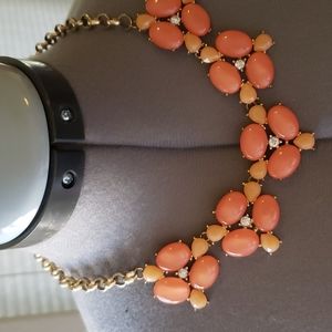 Necklace - peach, apricot, and rhinestones